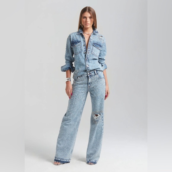 Retrofete Brontë crystal embellished flared jeans - Picture 3 of 4